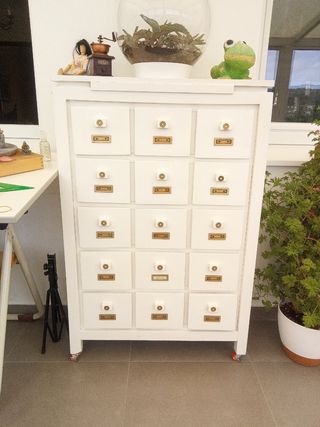 Mueble Biblioteca Antiguo Blanco y Dorado