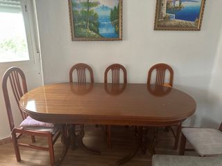 Mesa de comedor grande de madera (incluye 5 sillas