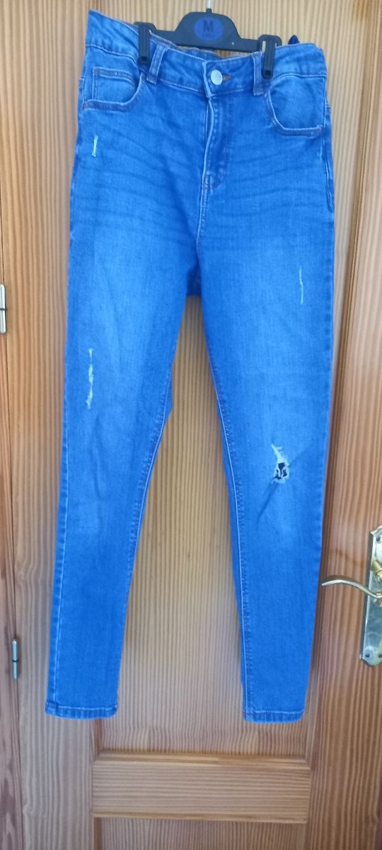 Pantalón vaquero niña, azul claro, talla 13/14 año