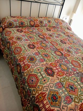 Edredón reversible multicolor 