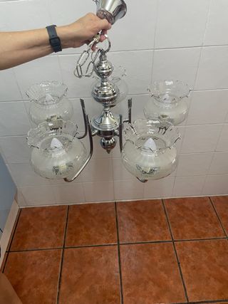 Lámpara de techo colgante de cristal y metal