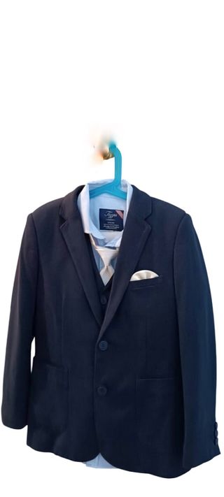 Traje de comunión niño azul marino y blanco roto