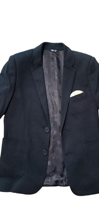 Traje de comunión niño azul marino y blanco roto