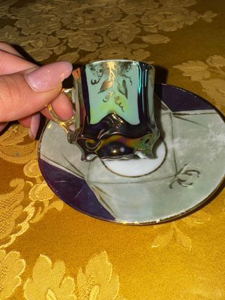 Tazzina in porcellana oro e verde