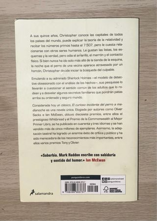 LIBRO: El curioso incidente del perro a medianoche
