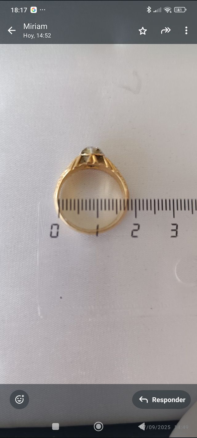 Anillo oro 18k solitario 6.8g