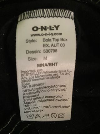 Jersey ONLY rayas plateadas talla M