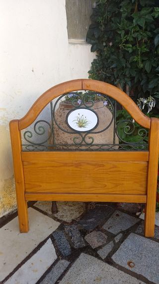 Cabecero de madera 90cm con detalle cerámico