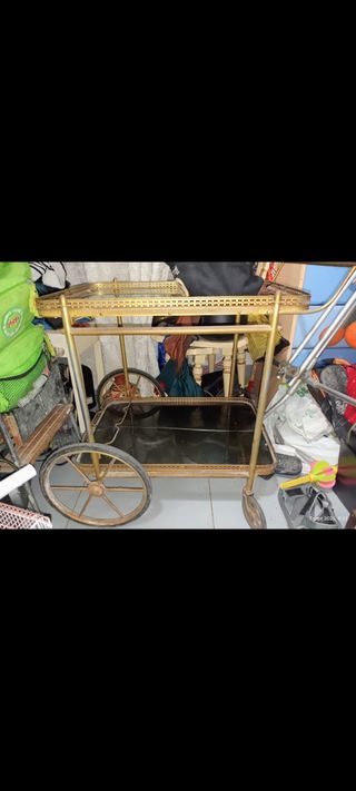 Carrito camarera vintage dorado y cristal