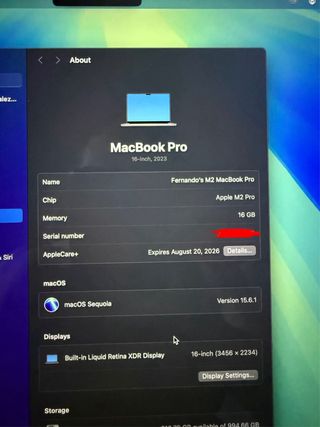 MacBook Pro 16 M2 Pro 16GB 1TB Plata AppleCare+