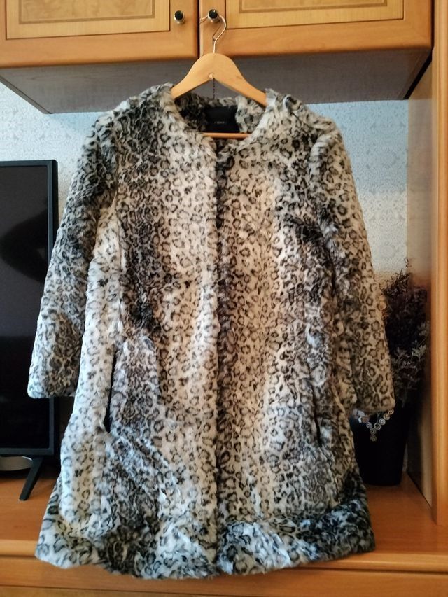 Chaquetón pelo leopardo gris-negro