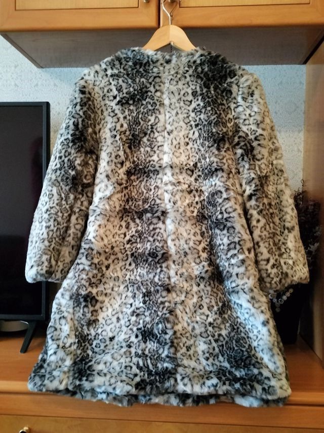 Chaquetón pelo leopardo gris-negro