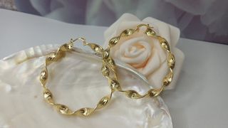 Pendientes Aro Rizado Chapado Oro 18k
