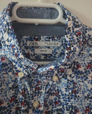 Camisa Zara Slim Fit Estampada Talla M