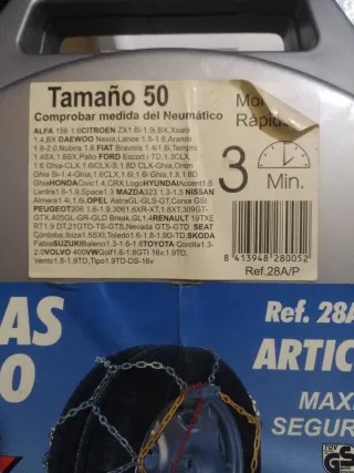Cadenas de coche para nieve, tamaño 50.