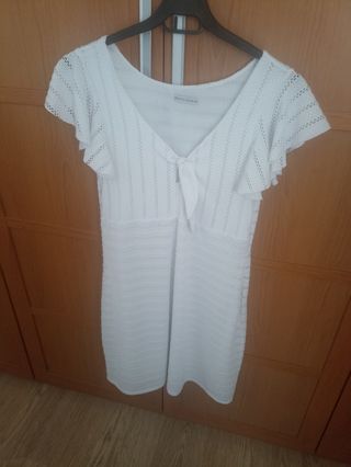 Vestido Blanco Calado Blanco Talla M