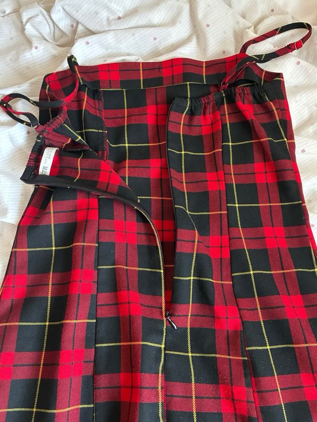Vestido cuadros rojo y negro