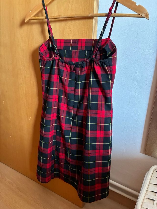 Vestido cuadros rojo y negro