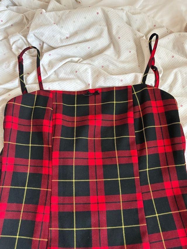 Vestido cuadros rojo y negro