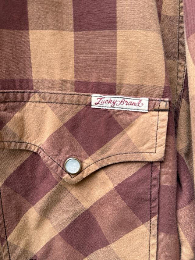 Camisa Lucky Brand cuadros marrón XXL