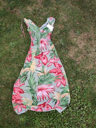 Vestido largo floral elástico