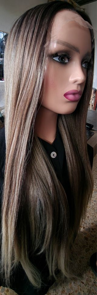 Peluca Lace Front Castaño con rubio 
