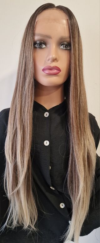 Peluca Lace Front Castaño con rubio 