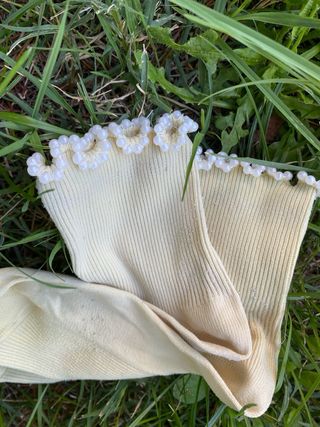 Calze vintage gialle con perline