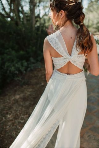 Vestido de Novia Encaje Espalda Cruzada