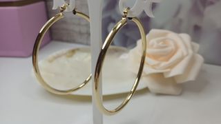 Pendientes Aro Liso Baño Oro 18k 6cm