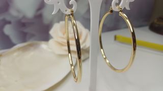 Pendientes Aro Liso Baño Oro 18k 6cm