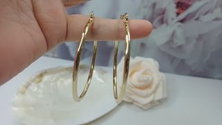 Pendientes Aro Liso Baño Oro 18k 6cm