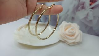 Pendientes Aro Liso Baño Oro 18k 6cm