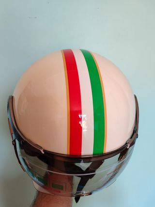Casco Moto Retro Tricolor Talla L Unisex