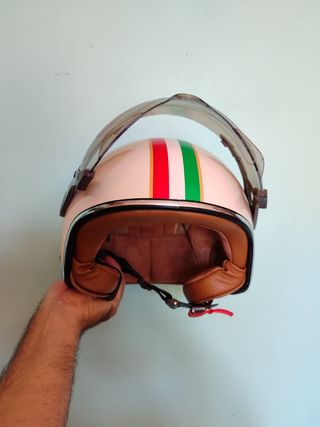 Casco Moto Retro Tricolor Talla L Unisex