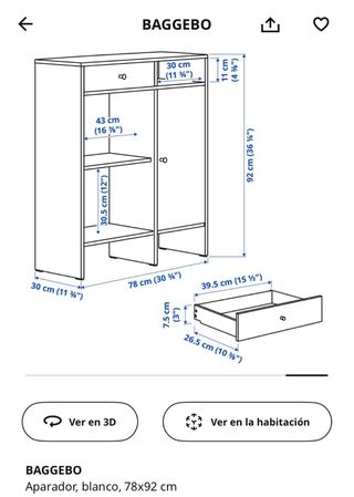 Mueble Auxiliar IKEA BAGGEBO Blanco