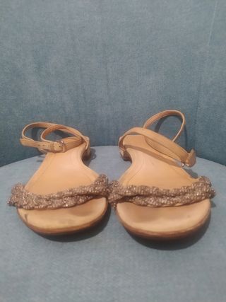 Sandalias planas Massimo Dutti Beige