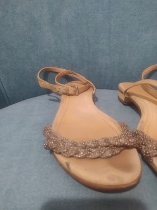 Sandalias planas Massimo Dutti Beige