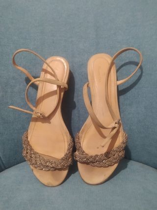 Sandalias planas Massimo Dutti Beige