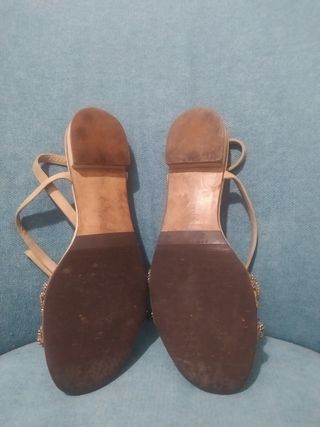 Sandalias planas Massimo Dutti Beige