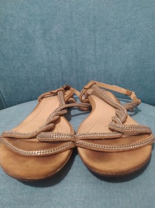 Sandalias Massimo Dutti Beige/plateado
