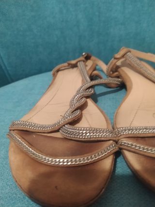 Sandalias Massimo Dutti Beige/plateado