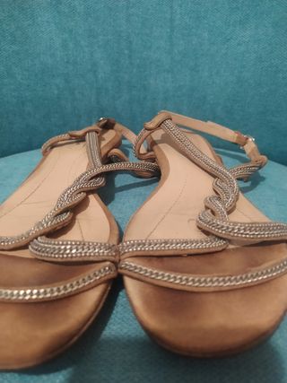 Sandalias Massimo Dutti Beige/plateado