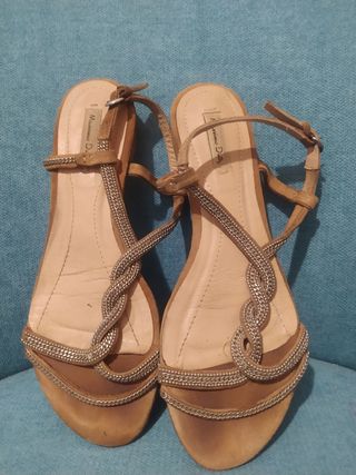 Sandalias Massimo Dutti Beige/plateado