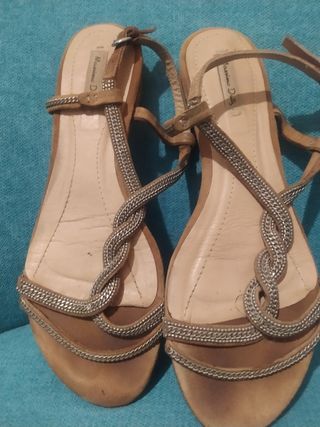 Sandalias Massimo Dutti Beige/plateado