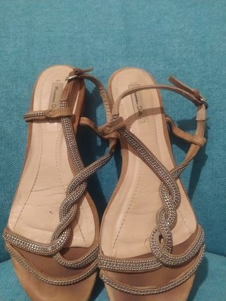 Sandalias Massimo Dutti Beige/plateado
