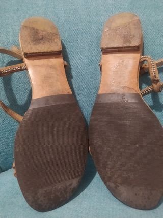 Sandalias Massimo Dutti Beige/plateado