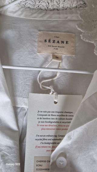 Blusa Sezane blanca con puntillas