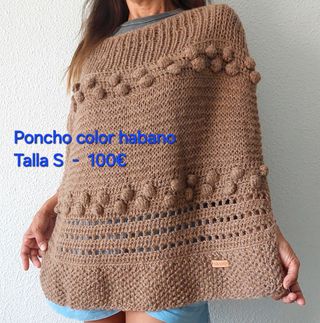 Poncho tejido artesanal lana llama Talla S