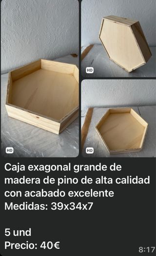 Caja hexagonal de pino grande
